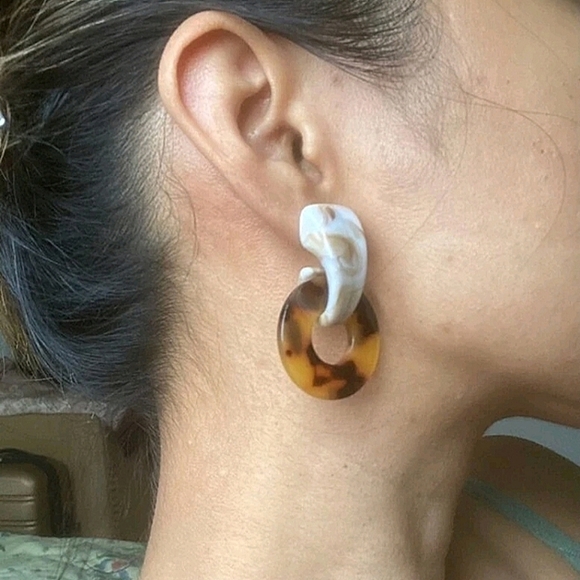 Drop earrings Tortoiseshell lightweight Cheetah print boho casual hoop 💖2/$30 - Picture 6 of 13